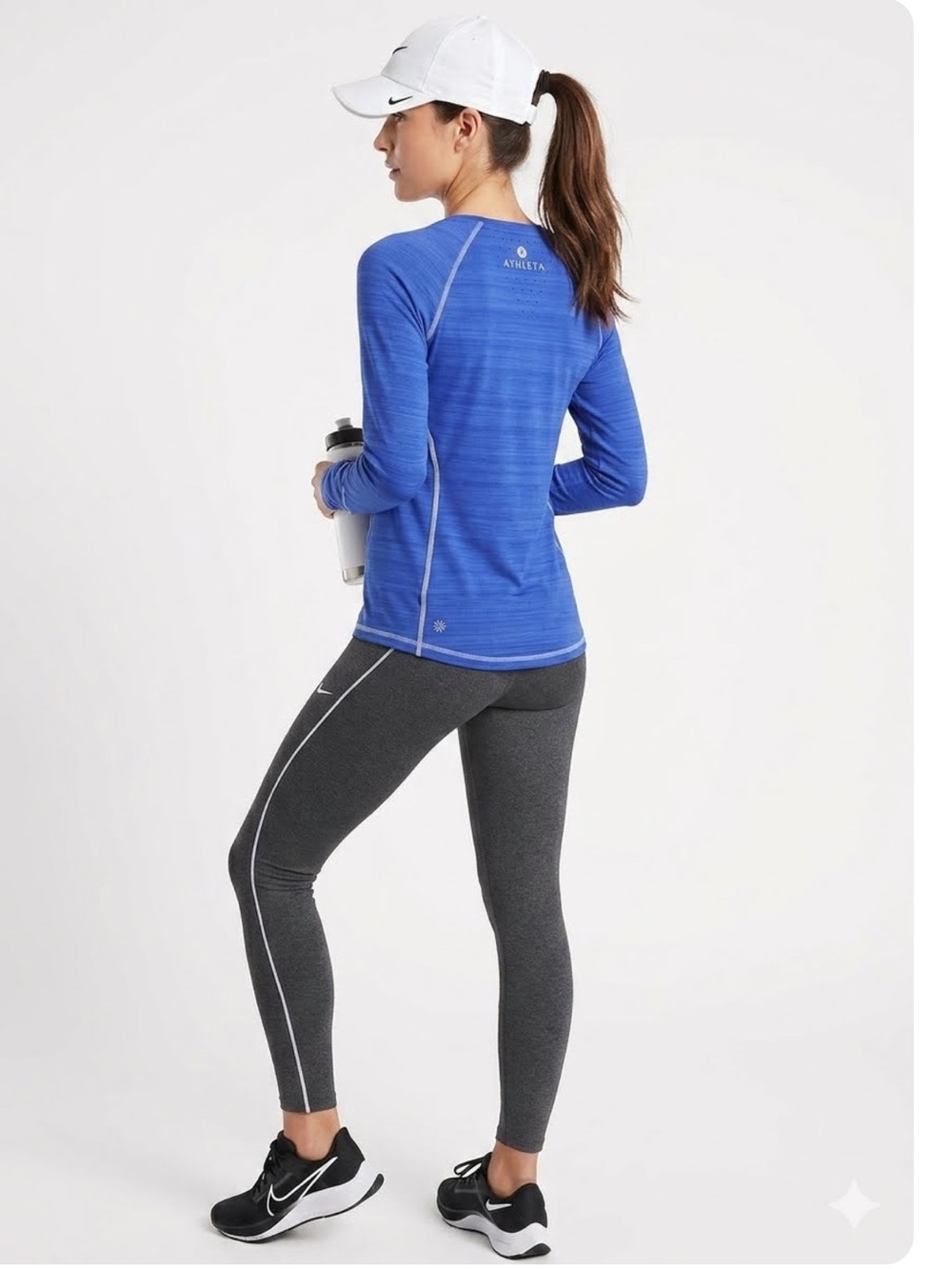 Athleta Zinger V Neck Royal Blue Long-Sleeve Training Tee With Ventilation